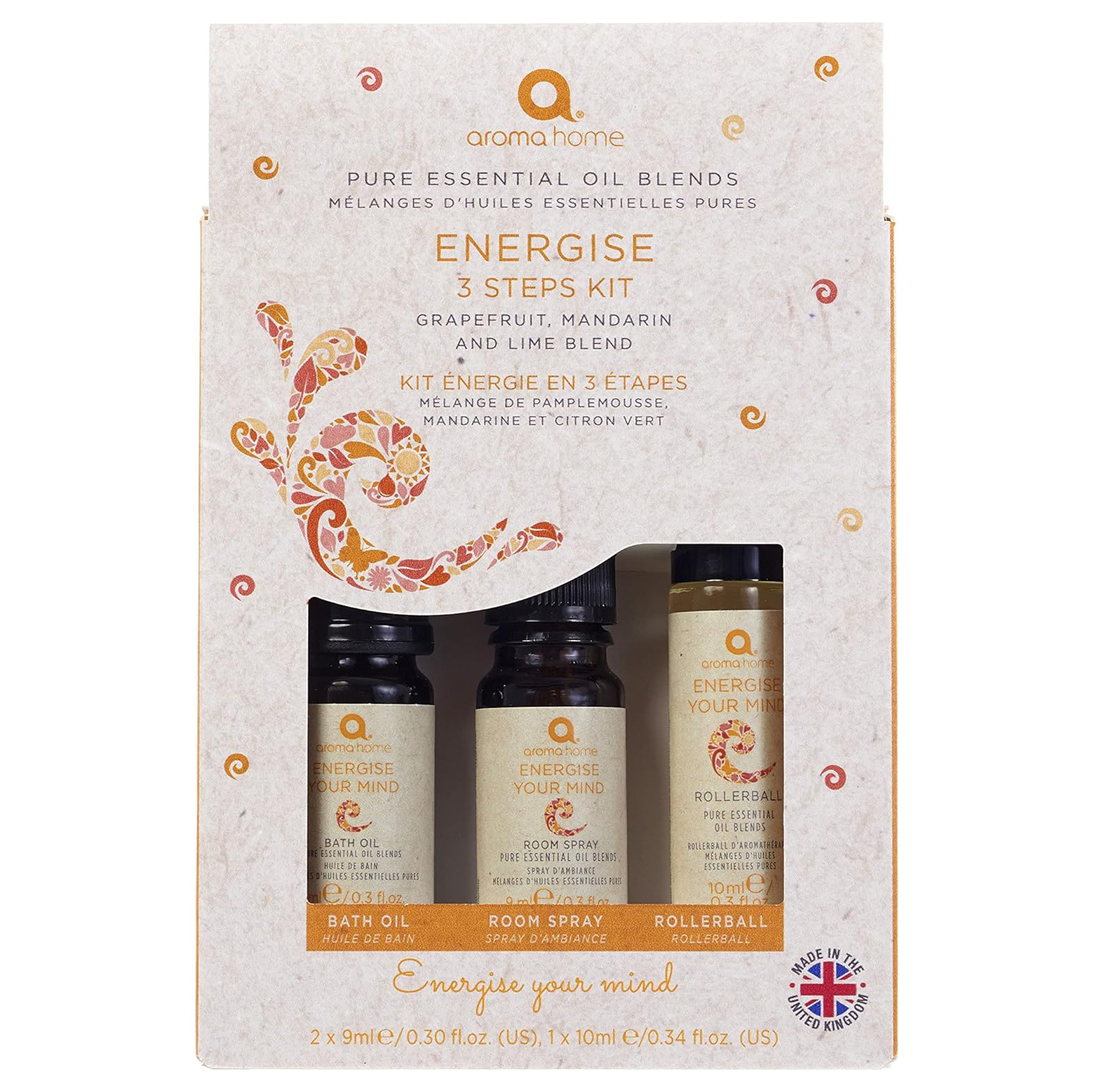 Aroma Home Energise 3 Steps Kit - Grapefruit, Mandarin & Lime Blend